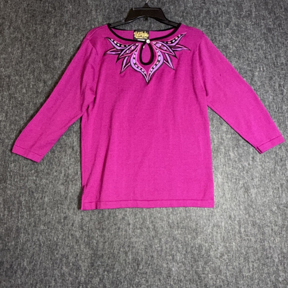 Bob Mackie Wearable‎ Art Women's Embroidered Sweater Small Purple